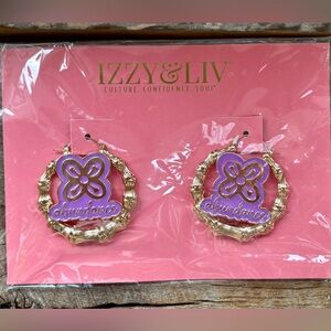 Izzy & Liv Bamboo Gold and Purple Abundance Hoop Earrings